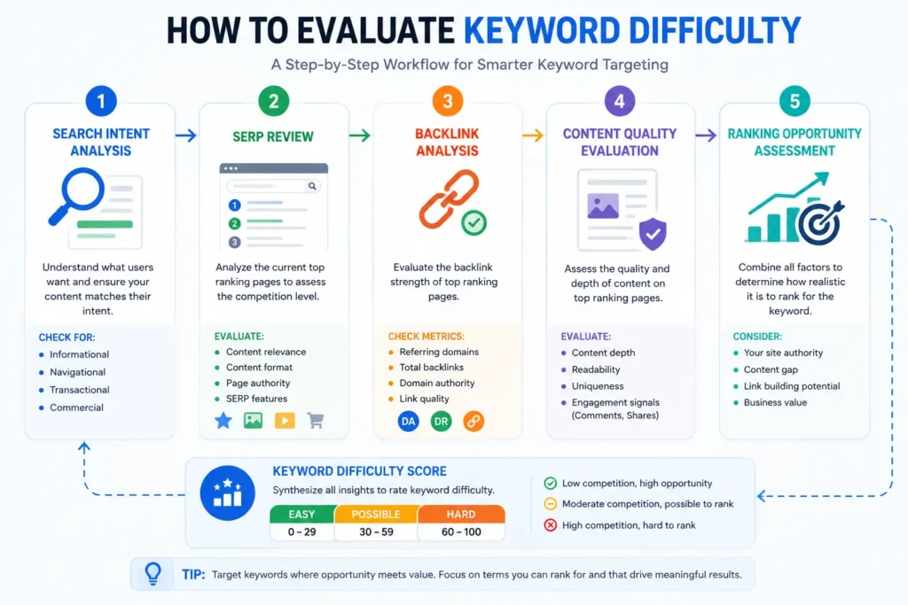 SEO keyword difficulty evaluation workflow